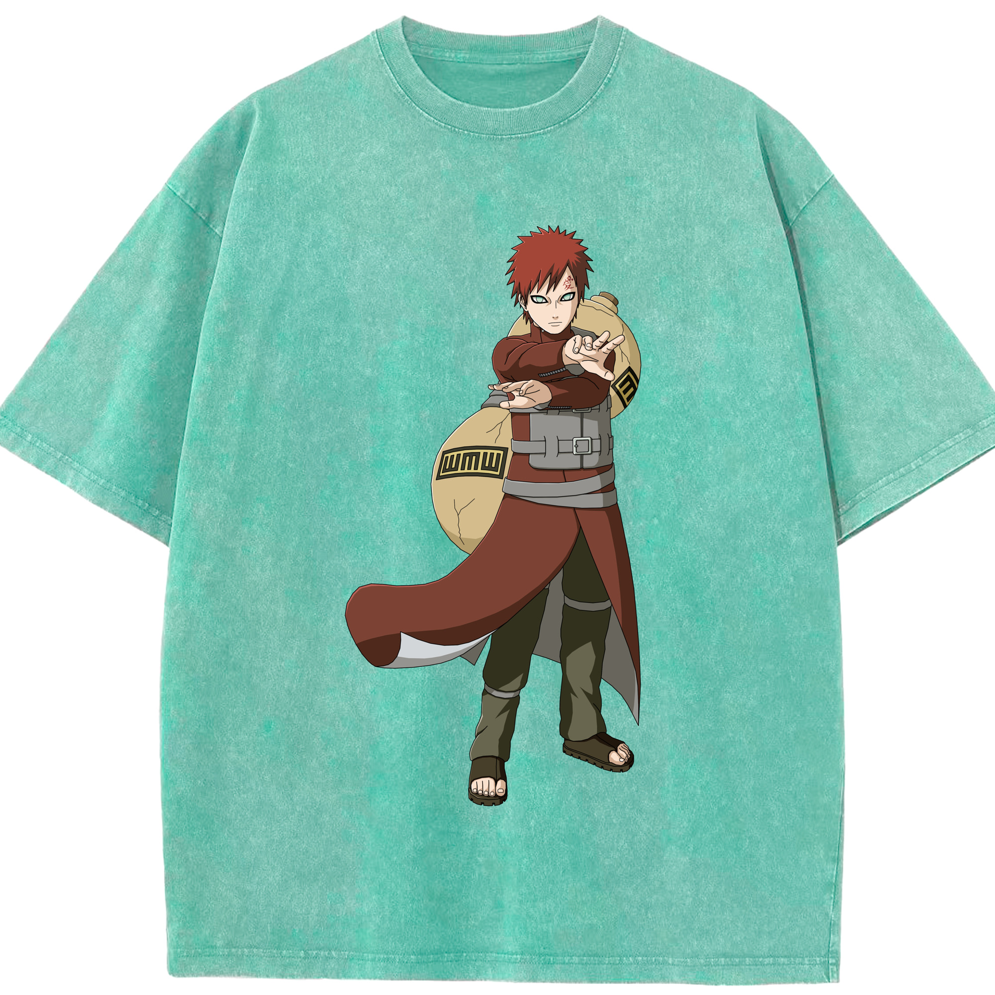 （画像用） NARUTO -ナルト- ガアラ Gaara 綿100% ヴィンテージ風 半袖Tシャツ（フロントプリント）